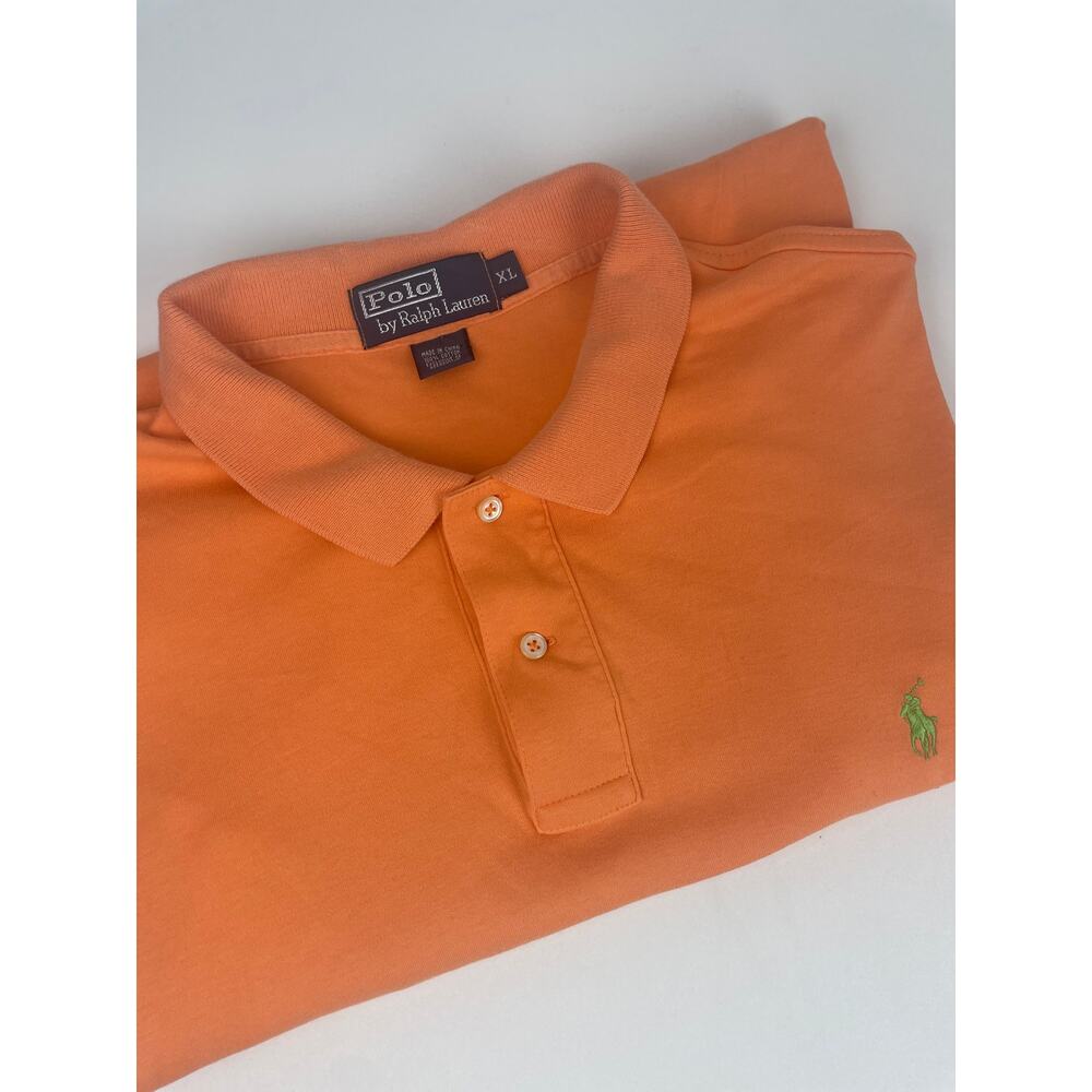 Polo by Ralph Lauren Y2K Polo Shirt Men’s XL Bright Orange Lime Pony Logo